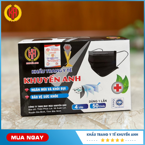 Khẩu trang y tế màu đen 4 lớp