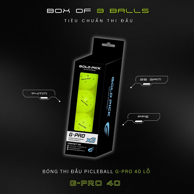 Bóng Pickleball Gold Pick - G-PRO Tiêu chuẩn thi đấu (BOX 3)