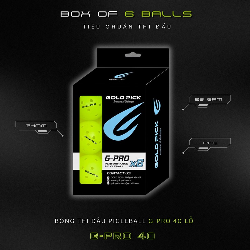 Bóng Pickleball Gold Pick - G-PRO Tiêu chuẩn thi đấu (BOX 6)