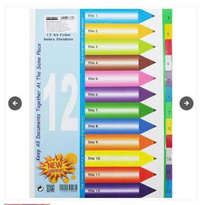 Bìa phân trang nhựa 12 số màu