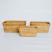 Bộ 3 giỏ mây hình chữ nhật