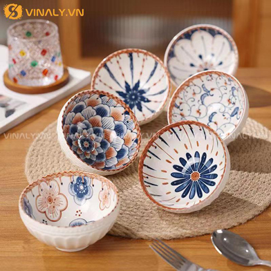 Bộ chén in hoạ tiết cách điệu cổ điển
