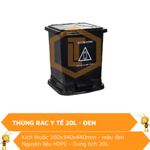 Thùng rác y tế 20L đen